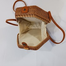Hexagonal Shaped Natural Handwoven Rattan Lady Women's Bag  image 7