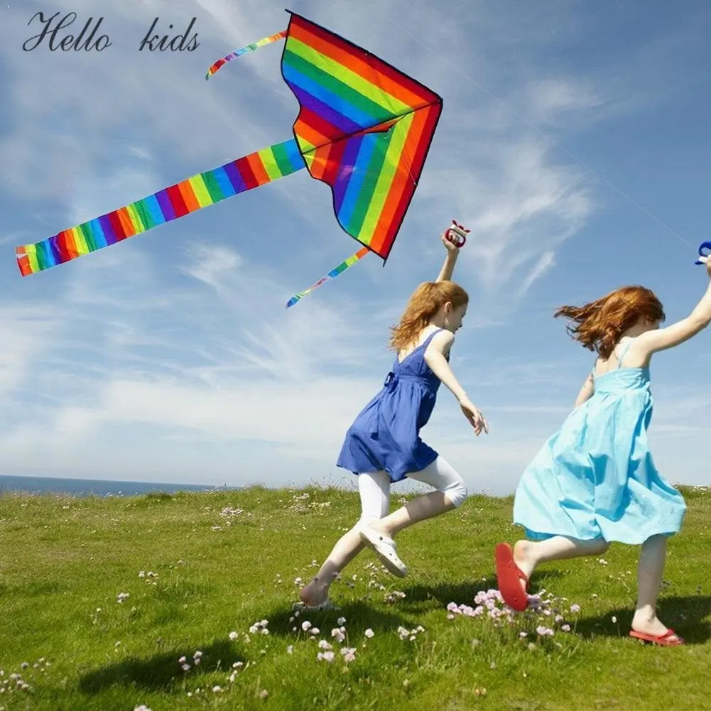 Large Colorful Rainbow Kite Long Tail Nylon Outdoor 30m Surf Kids Toys Flying - £8.88 GBP
