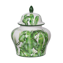 A&amp;B Home Green Palm Lidded Large Ginger Jar D14&quot;X17.5&quot; - £174.89 GBP