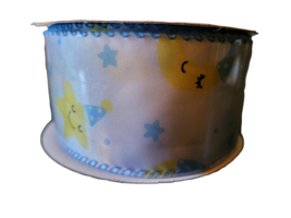 Blue, White &amp; Yellow Clouds, Moons &amp; Stars Ribbon - New - £7.07 GBP