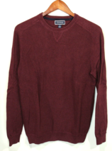 Men&#39;s Pima Cotton Crew Neck Sweater Ribbed Burgundy Raglan Pullover Medi... - $24.74