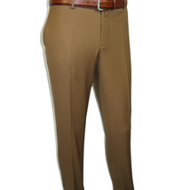 Men's MONO Turkey Slacks 100% Wool Plain Front Slim Fit 2502-10 Camel image 2