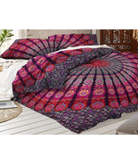 Pink Purple Mandala Duvet Cover King Size Bohemian Bedding Set Cotton Be... - $38.99+