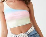 Shiny Ombre Rainbow Unicorn One Shoulder Croppe Tank Top Size Large L NEW - $14.26