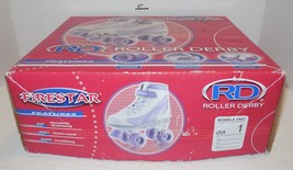 Firestar Roller Derby Roller Skates Youth size 1 Purple White Model #1967 - £27.09 GBP