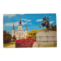 Postcard St. Louis Cathedral And Jackson Monument New Orleans LA Chrome Posted - £5.25 GBP