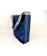 Folding Nylon Shopping Tote, Navy Blue w/Gray Handle, 13&quot;x11&quot;x5&quot;, PLT#10 - $148.06 MXN