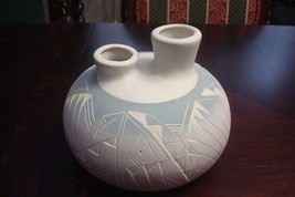American Indian Pottery wedding vase  marked G. Dan grey, pink and cream... - $46.52