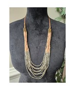 Loft Women&#39;s Multilayer Beaded Necklace With Silver Seed Beads And Lobst... - $47.39 CAD