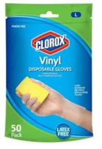 Clorox Disposable Vinyl Gloves, Latex Free, 50 Count Pack, Large - $13.79