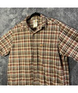 Vintage Carhartt Shirt Mens Large Brown Plaid Made in USA Baggy Button Up Work - $18.39