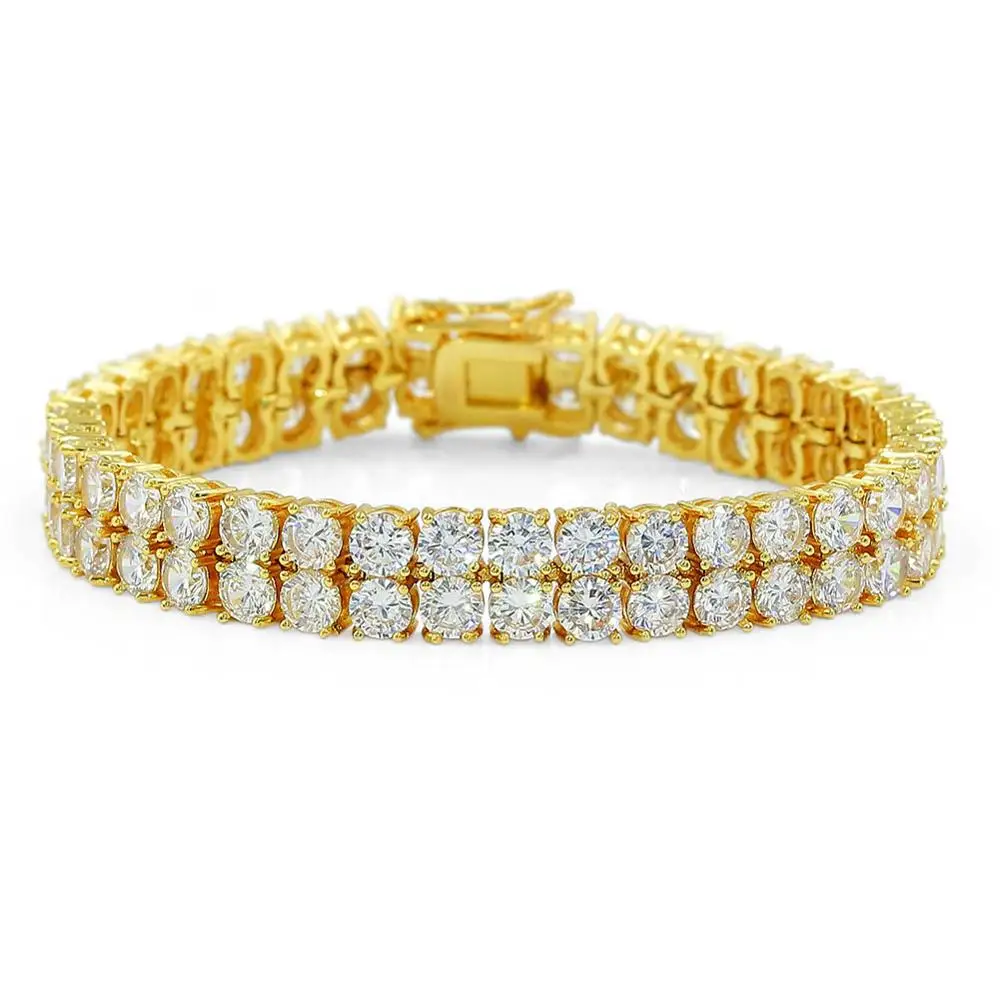 High Quality Bling Tennis Bracelet 2 Rows AAA+ Cubic Zirconia Charm Bracelets Je - £29.73 GBP