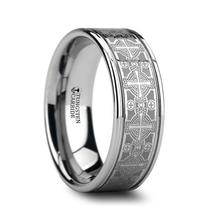 DEACON Flat Tungsten Ring Laser Engraved Celtic Crosses - 8mm - £212.69 GBP