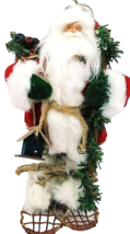 Snow Shoe Santa Clause Basket Of Berries Ornament W/Bird House 8 1/2&quot; Tall - $288.43 MXN