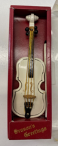Vintage RARE Mangelsen’s 5 in Doll Ivory Wooden Violin 936-30 Ornament - $19.79