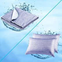 Cooling Cotton Blanket (Queen/Full Size - Blue) And Pillowcase (Queen - Blue) - £117.37 GBP