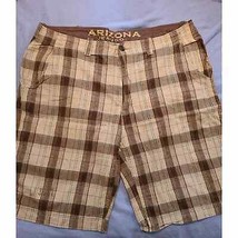 Arizona Jean Co. Bermuda Shorts Men&#39;s Size 42 Check Zip Fly Flat Front (D8) - $13.09