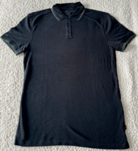 John Varvatos Polo Shirt Mens Cotton Pique Collar Black Button Size Smal... - $542.55 MXN