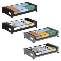 Under Bed Storage with Wheels: 4-Pack XXL 48L Underbed Storage Containers with L - £183.79 GBP