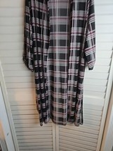 EMBER Ladies L MIDI sheer Coverup Black Plaid Beachwear Loungewear Silky... - $10.39