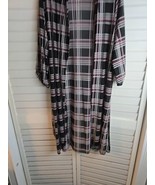 EMBER Ladies L MIDI sheer Coverup Black Plaid Beachwear Loungewear Silky... - $10.39