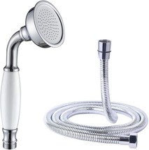 Chrome Telephone Shower Head With 59Inch Hose Shower Head Replacement No Holder, - £32.77 GBP