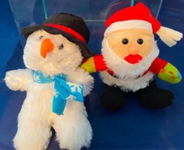 Christmas EEC International Plush Stuffed Animal Snowman &amp; Santa 10&quot; Lot of 2 - £9.74 GBP