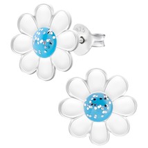 Daisy Flower 925 Silver Stud Earrings - £10.99 GBP