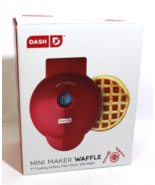 Mini Maker Waffle Grill 4&quot; Cooking Surface Nonstick 350 Watts Red PREOWNED - £4.58 GBP