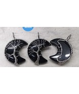 Tree of Life Moon Pendants, Amethyst ,Tiger Eye Rose Quartz, Opalite, Bl... - $12.11 CAD