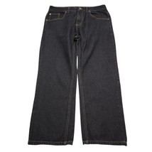 Code One Pants Mens 36 Black High Rise Flat Front Dark Wash Denim Jeans - $28.59