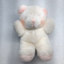 Vintage Chosun Plush Teddy Bear white Pink Rattle Baby toy Made in Korea small - $18.00