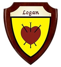 Logan Irish Coat of Arms Shield Plaque - Rosewood Finish - $48.00