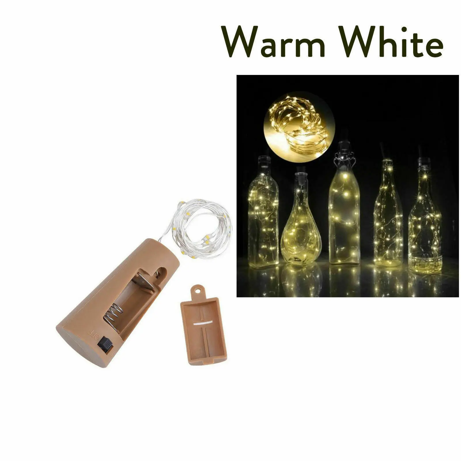 2M 20LEDs LED Wine Bottle Lights Cork Shape Copper Wire Colorful Mini String Lig - £57.57 GBP