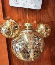 Disney Parks Mickey Mouse Shape Gold Color Ornament NEW - $34.90