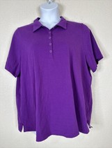 Catherines Womens Plus Size 1X Purple Snap Button Polo Shirt Short Sleeve - £11.47 GBP