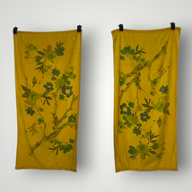 Vintage Springmaid 100% Cotton USA Made Yellow Green Floral Bird Towel Set - $24.19