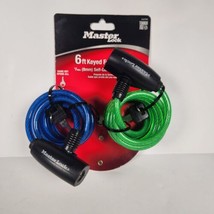 Master Lock Bike Lock/Cable w/ Key - Blue, Green 2-Pack, Key-Alike - £6.84 GBP