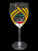 PARTY GIRL 7.75&quot; WINE QUEEN Glass - Hand Painted Face Twist Stem - Singl... - $16.22
