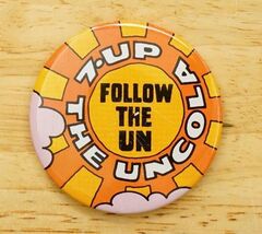 Vintage Metal Pinback Button 7UP Follow The UN Soda Pop The Uncola Adver... - $12.86