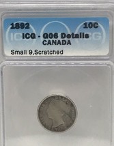 1892 10 Cent Coin, Graded ICG - G6 (Free Worldwide Shipping) - $38.69