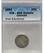 1892 10 Cent Coin, Graded ICG - G6 (Free Worldwide Shipping) - £30.24 GBP