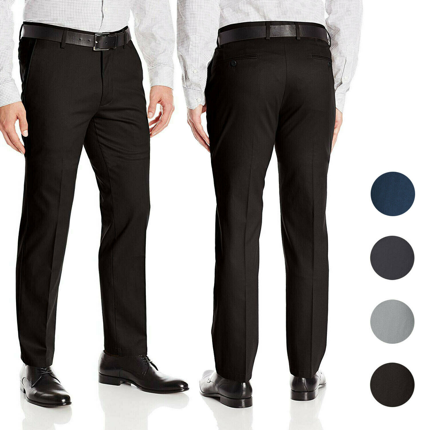 Primary image for Men's Formal Slim Fit Slacks Trousers Flat Front Business Dress Pants