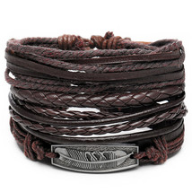 IF ME Design 4 pcs/set Bohemian Style Bead Multilayer Leather Bracelets Bangles  - £10.50 GBP