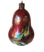 Vintage 15&quot; Tall Glass Stained Pear Shaped Hanging Fixture Retro MMC Decor - £78.56 GBP