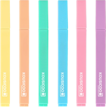 Aesthetic Cute Pastel Highlighters Set: 6 Assorted Colors Pens No Bleed Bible Ma - £8.37 GBP
