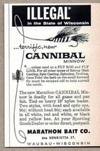 1960 Print Ad Cannibal Minnow Fishing Lures Marathon Bait Wausau,WI - $8.32