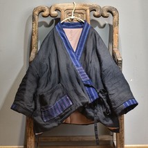 Johnature Women Winter Parkas V-Neck Long Sleeve Cotton Linen Coats Patchwork Co - £76.31 GBP