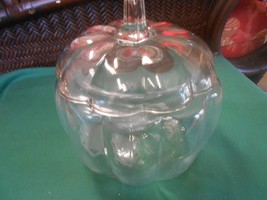 Great Collectible ANCHOR HOCKING Clear Glass PUMPKIN COOKIE JAR - $15.43