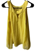 ab Studio Dressy Tank Top  Womens Size 8 Yellow Sleeveless Key Hole Semi Sheer - £8.66 GBP